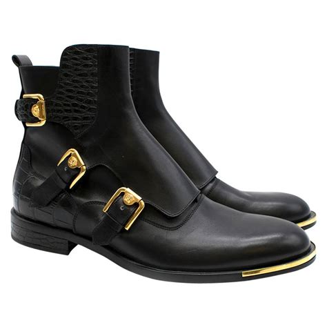 versace black medusa harness boot|versace medusa shoes.